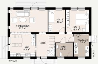 plan med låsta planlösningar Modultillverkning Plattformen Småhus Innerhöjd