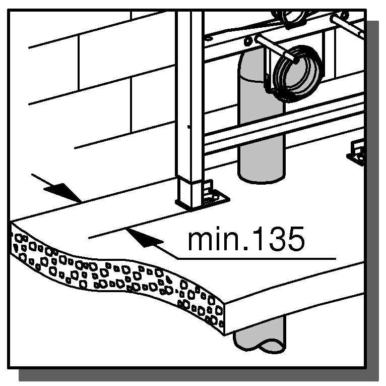 min.145 min.155 A Påkoppling av WC-skålen WC-skålen som används tillsammans med GROHE Rapid SL ska ha mått enligt SS-EN38.