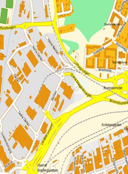 Större vägar som inkluderas är Lillhagsvägen i öst, som ligger parallellt med järnvägsspåret, Minelundsvägen, med en cirkulationsplats i norr, och i söder finns ett nätverk av vägleder. 2.