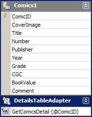 11 h. Högerklicka på Comics1TableAdapter och använd Rename valet för att ändra namnet till DetailsTableAdapter : i. Välj Save All från file menyn för att spara ändringar. 3.