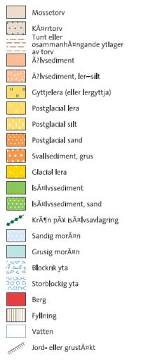 Norr och öster om Rosendal ökar jorddjupen markant till följd av kraftigt sjunkande bergyta och avsatta isälvsavlagringar.