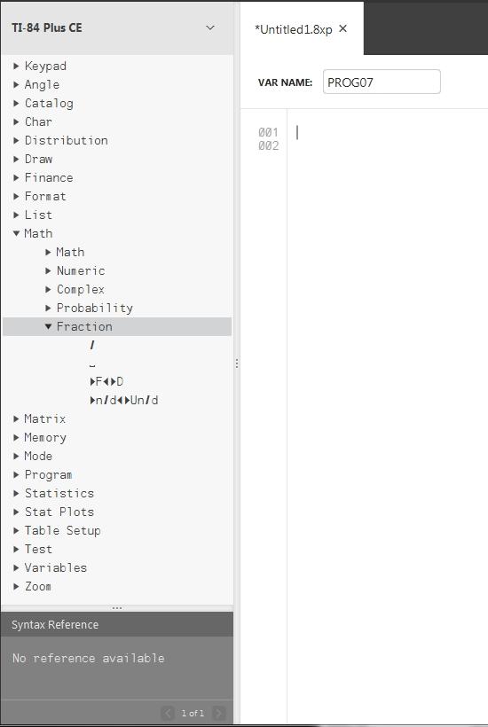 Använda Katalogpanelen Katalogpanelen innehåller en lista över räknarkommandon, funktioner, variabler och symboler som du kan använda för att skapa program.
