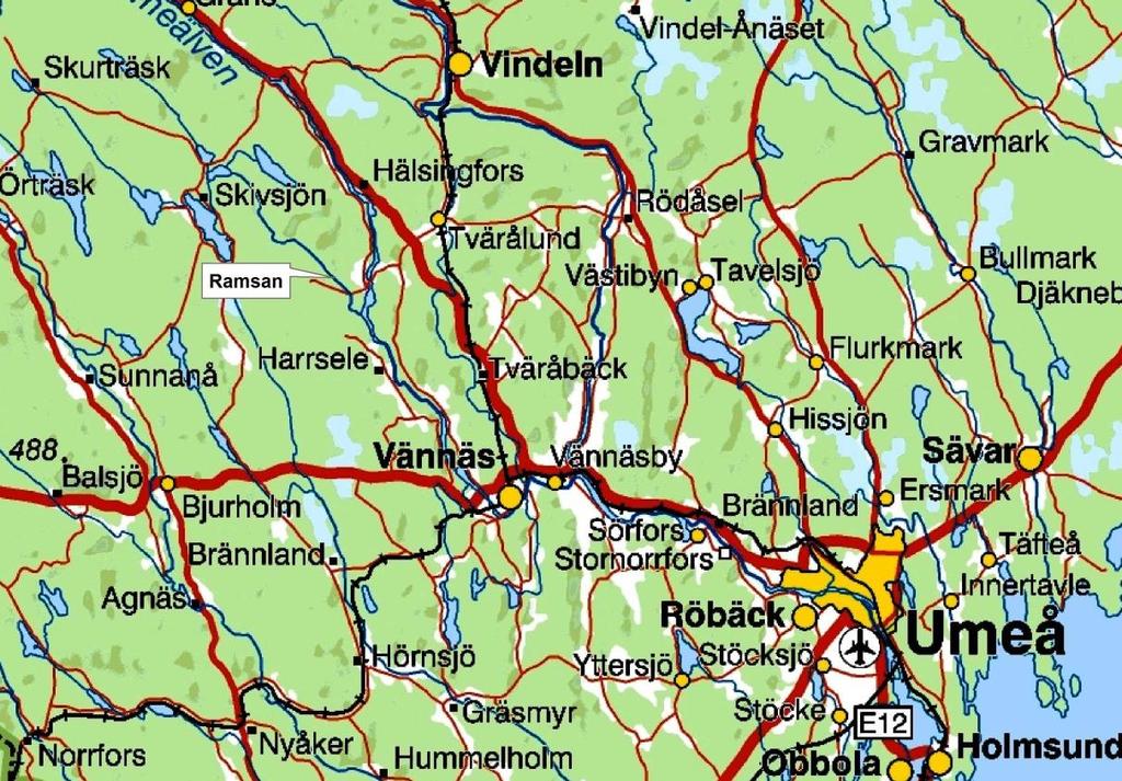 Bakgrund och syfte Ramsan är ett av de större biflödena till den nedre delen av Umeälven och mynnar i Harrselemagasinet (figur 1).