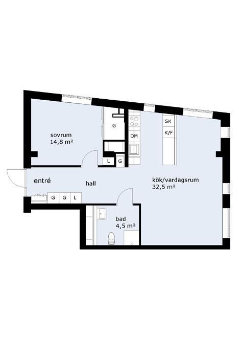 EXEMPEL PÅ PLANLÖSNINGAR 2 rum och kök 1 rum och kök 3 rum och kök