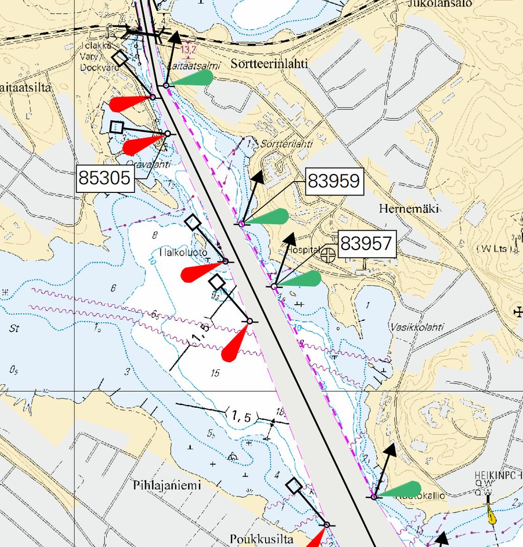 7 Kuva viitteeksi, karttaotteet ei merikartan mittakaavassa / Bild för referens, kortutdrag inte i sjökortets skala / Image for reference, chart *218 /2019 (2019-09-20) Suomi. Vuoksen vesistö.