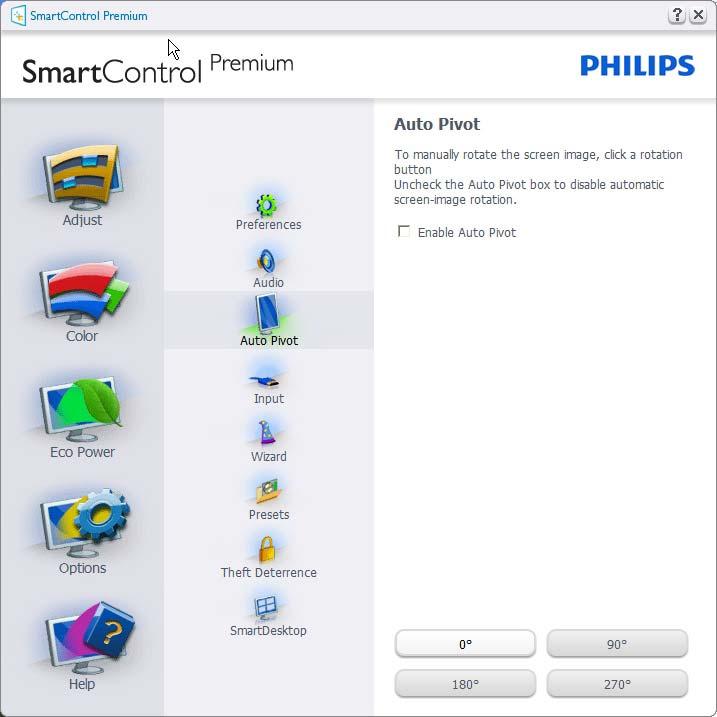 3. Bildoptimering Kör vid start är valt (på) som standard. När avaktiverat startar inte SmartControl Premium och syns inte i aktivitetsfältet när datorn startas.