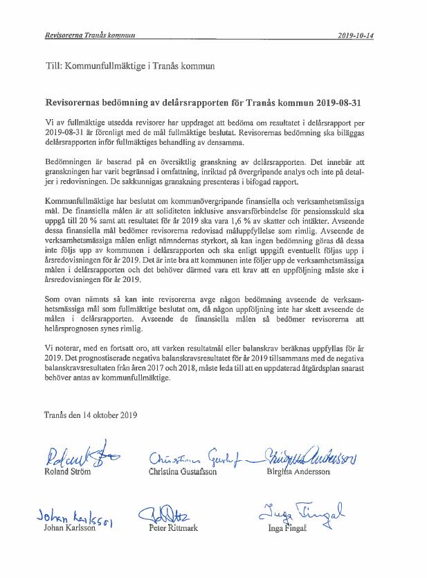 Revisorernas bedömning