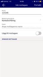 att klicka på Lägg till mottagare. 0. Skriv in beloppet du vill överföra.