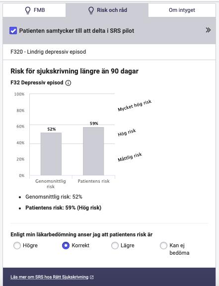 Bilaga Risk och Råd Under hösten 2019 pågår en utökad pilot för projektet Stöd för Rätt Sjukskrivning.