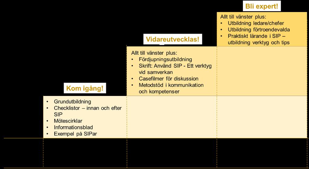 Material riktade till medarbetare inom vård och omsorg paketerades enligt en stegstruktur För att