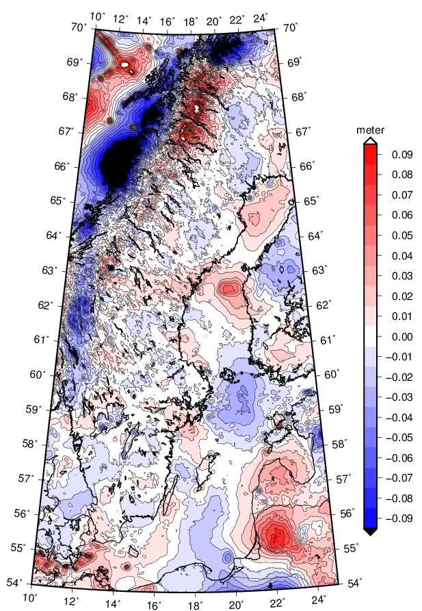 Skillnaden mellan SWEN17_RH2000 och SWEN08_RH2000 (1) Beror framförallt på Förbättrad GNSS/avvägning för SWEN17_RH2000: RIX95-nätet (statisk GNSS ) används inte längre.