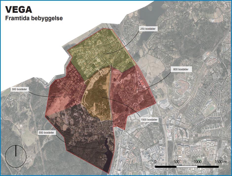 7 3 Vega Vega är den nya stora stadsdelen i Haninge stad och är beläget i Haninge kommuns nordvästra del. Ett viktigt lokalt nav, med en ny pendeltågsstation och bussterminal.