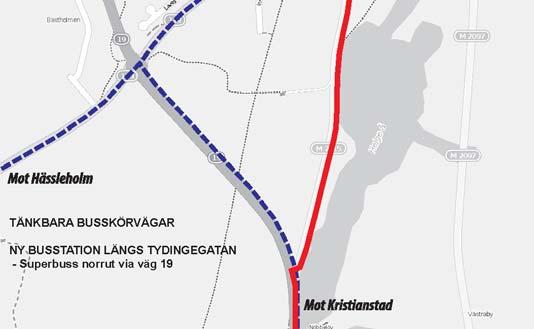 5.2 TÄNKBARA BUSSKÖRVÄGAR Tänkbara busskörvägar med framtida superbusstrafik med ny busstation längs Tydingegatan redovisas på bilderna nedan.