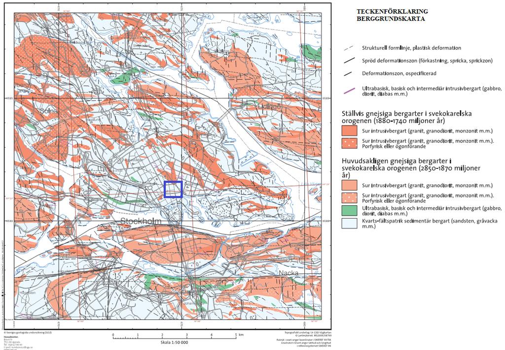 2018-12-21 s 10 (24) Enligt berggrundskartan från SGU består berggrunden under planområdet framförallt av kvarts fältspatrik sedimentär bergart (sandsten, gråvacka med mera) med inslag av sur