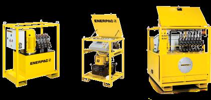 Tunga lyft drivs av Enerpac Kontrollerade hydrauliska rörelser Enerpac specialiserar sig på konstruktion av hydrauliska system med högt tryck för kontrollerade rörelser av stora, tunga konstruktioner.