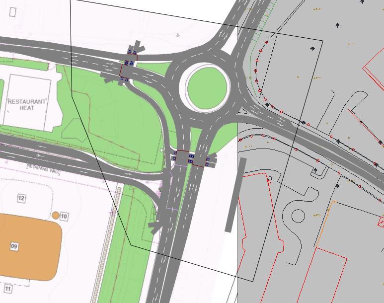 6 SLUTSATS OCH KOMMENTARER Resultaten från simuleringarna visar att inga köer eller stopp har registrerats i snitt B och C, för nuläget eller prognosår 2030.