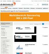 Digitale Marktübersichten 1 Web-Adresse (URL): marktuebersichten.all-electronics.de 2 Zielgruppe: Entwickler und Entscheider der Elektronik-Industrie sowie Automatisierungsfachleute aller Branchen.