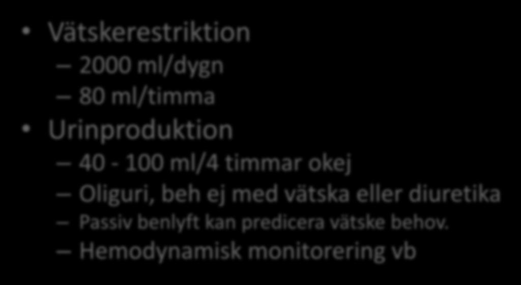 eller diuretika Passiv benlyft kan predicera vätske behov.