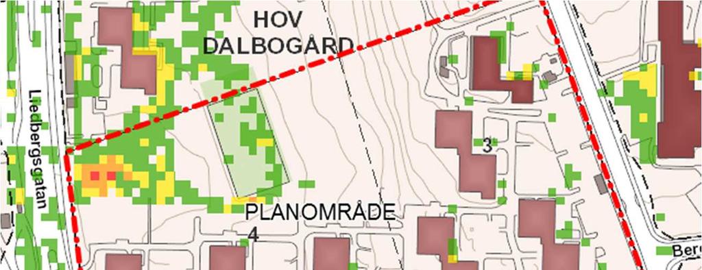 Översvämning Enligt kommunens översvämningskarteringar ligger området inom risk för översvämning i sydväst vid 50- och 100-års regn.