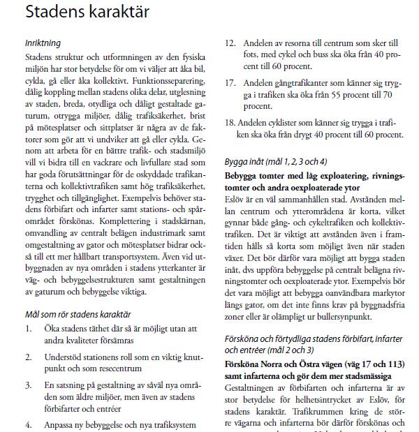 ESLÖV STRATEGIER Uppdelat i TRASTaspekterna.