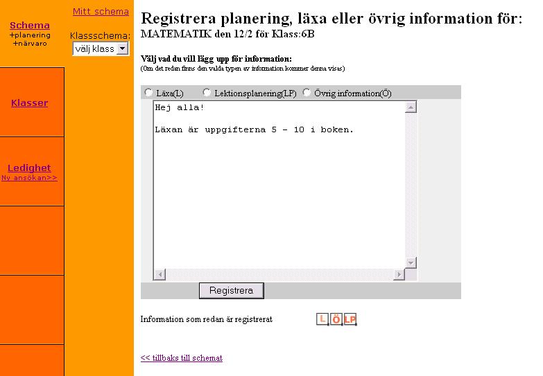 Registrering av planering,