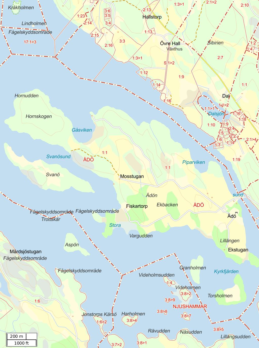 BILAGA A Kartutskrift 10(15) 2019-09-27 15:19 Statens Fastighetsverk Ådö kaptensboställe Området inom röd begränsningslinje ingår i