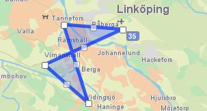 Om du istället vill lägga till hela Linköping trycker du knappen Kommun. Skriv in Linko ping och tryck pa La gg till. Fo r att rita linjestra ckning trycker du knappen Rita stra ckning.