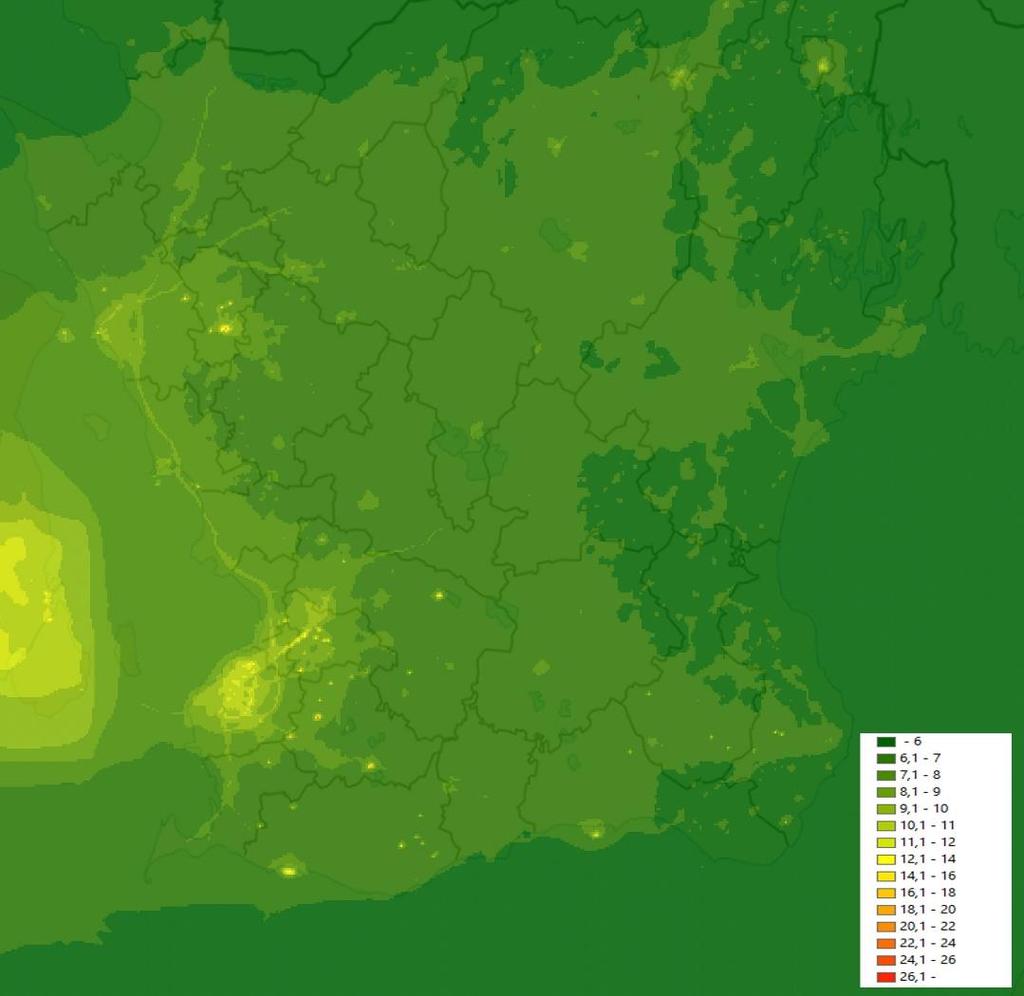 Beräkning av PM 2,5 PM 2,5 beräkningar vs mätningar, utgående från de mätningar som har gjorts under våren 2018 Ca 20 % högre uppmätta halter än beräknade, vilket beror på de höga halterna i