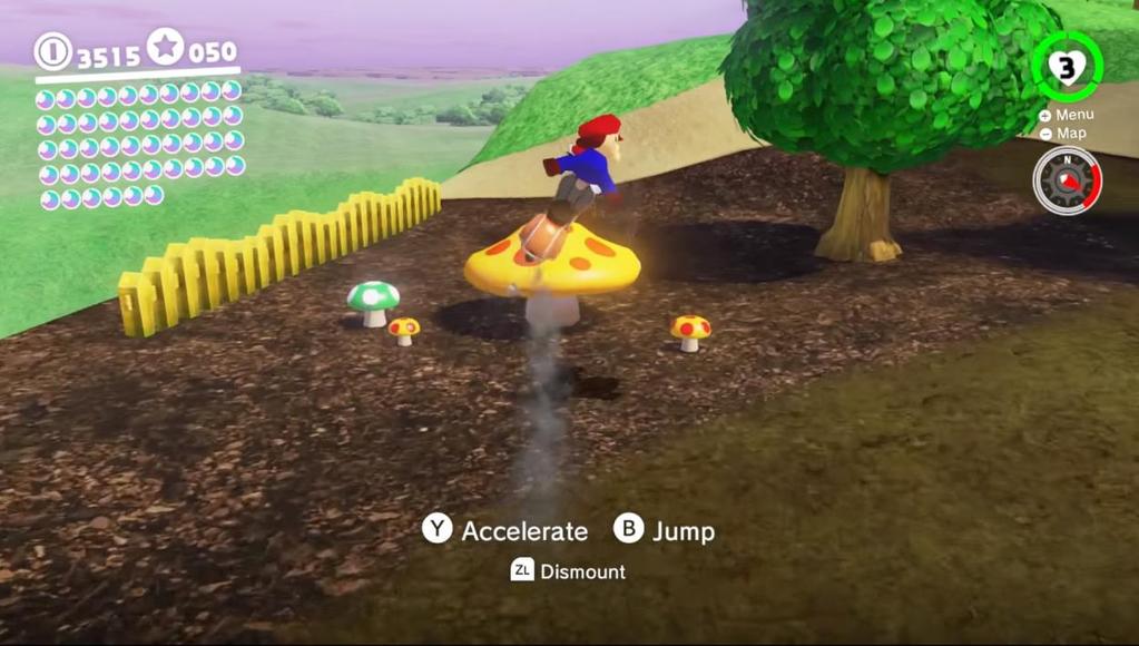 Även när Mario hoppar på olika svampar så spelas ett kort studs-ljud som stiger i tonhöjd vilket kan förstärka förståelsen av att svamparna är ett objekt som Mario kan hoppa extra högt med genom att