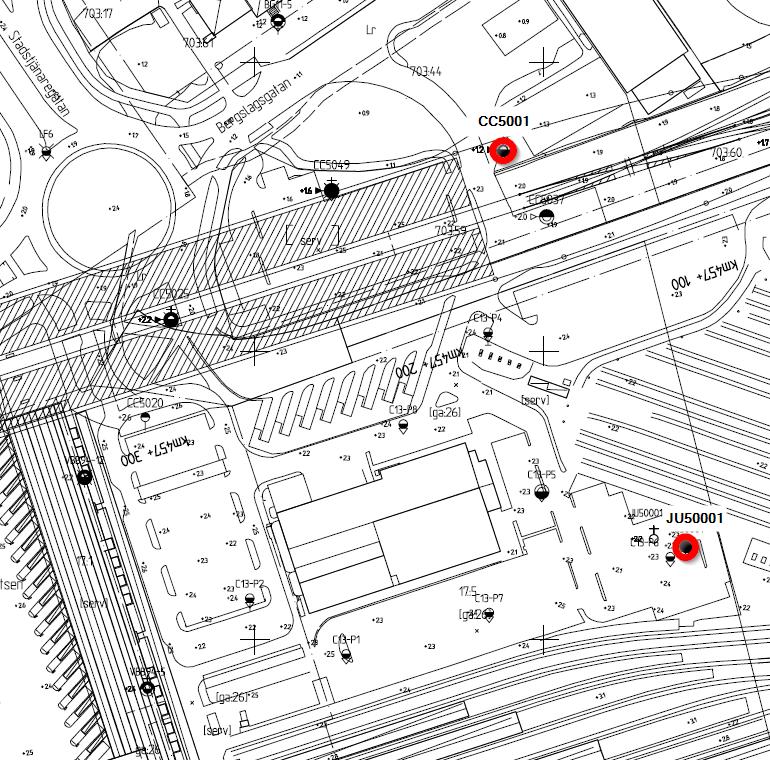 Version: A 11(25) 4.3 Station Centralen Lerans spänningssituation inom området innebär att det sedan lång tid tillbaka pågår sättningar i marken.