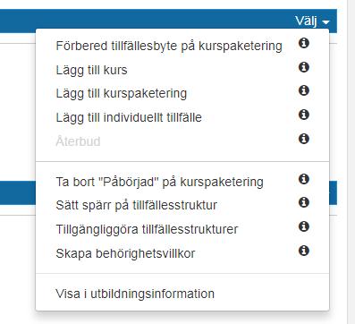 3. Under forskarutbildningsämnet (kurspaketeringen) finns en blå list.