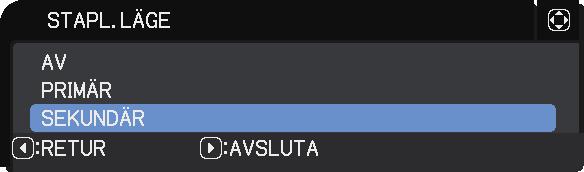 2.2 Att installera den första projektorn (enhet A) - Montera enhet A (fortsättn.) Installation 4. Öppna menyn med knappen MENU. ( Funktionsguide Använda menyfunktionen) 5.