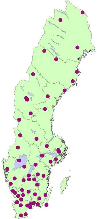 Inom Krondroppsnätet genomfördes under det hydrologiska året 2017/18 mätningar vid 59 provytor i skog och på öppet fält fördelade över hela landet.