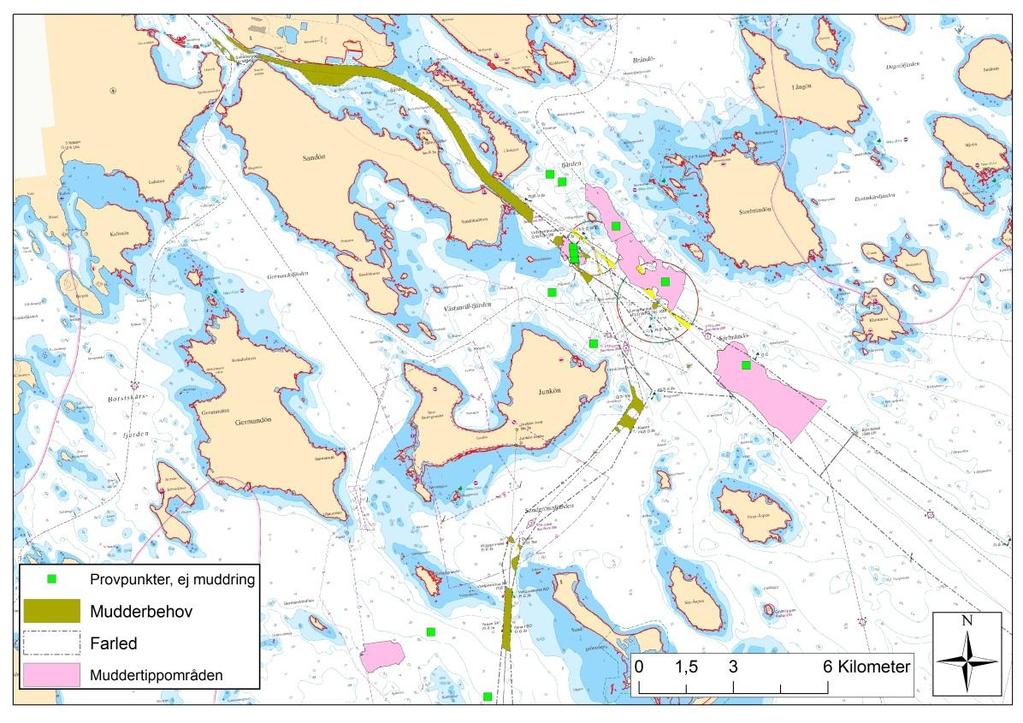 2.2 Föreslagna dumpningsområden För att bedöma lokala bakgrundsnivåer samt haltnivåer i dumpningsområdena har sediment från 13 punkter utanför muddringsområdena undersökts (Figur 4).