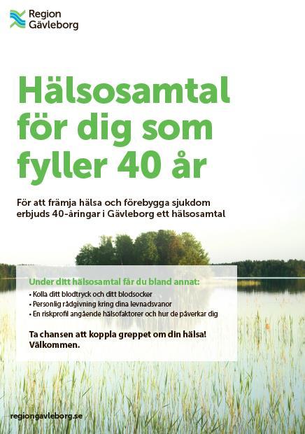 Gävleborgs hälsosamtal Samtalsunderlag med hälsofrågor Hälsodialog P-glukos Blodtryck Midjemått, längd och vikt, BMI Finns riskfaktorer för hjärt-kärlsjukdom beställs lipidstatus Personlig