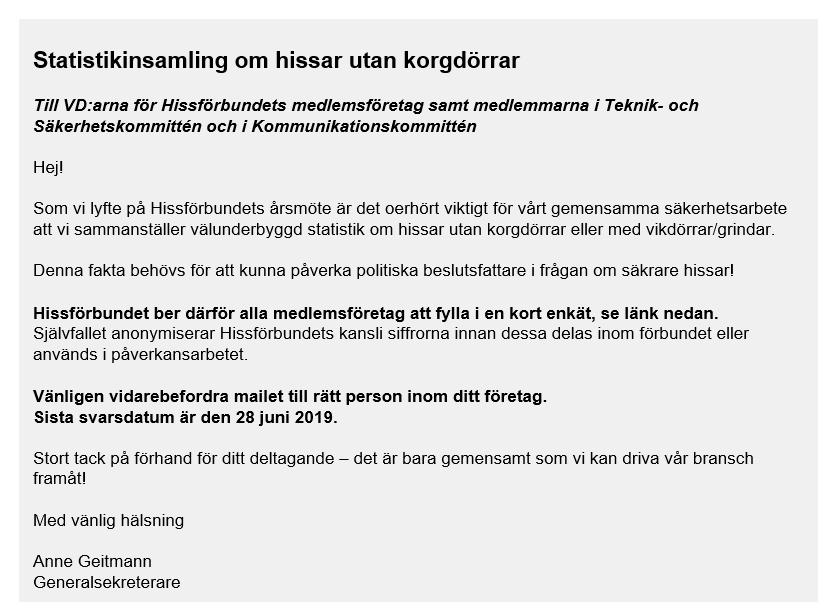 Insamling statistik hissbestånd