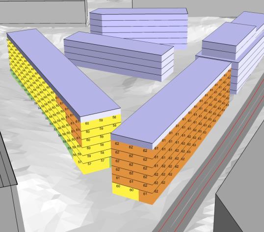 5.2 KURVSKRIK FRÅN TUNNELBANA Tunnelbanespåret går i en kurva förbi planområdet vilket innebär att det finns risk för kurvskrik. 5.2.1 BEDÖMNING Med anledning av risk för kurvskrik monterade Tyréns upp en ljudnivåmätare invid spåret, i samband med att en vibrationsutredning genomfördes på planområdet, 2017-08-30.