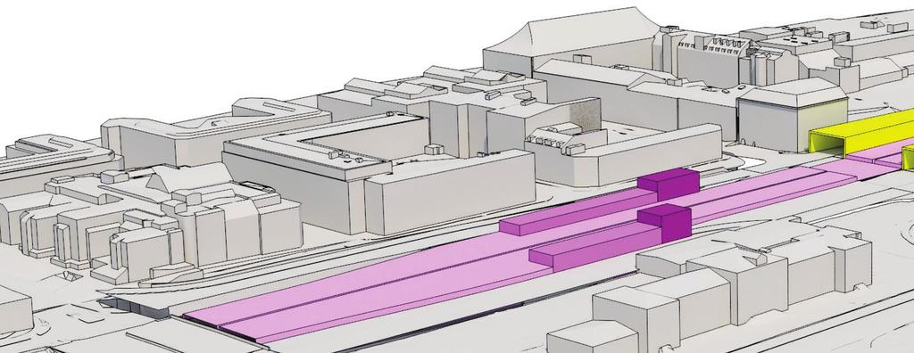 Exempel på sektion för bebyggelse ovanpå överdäckningen vid Kilsgatan.