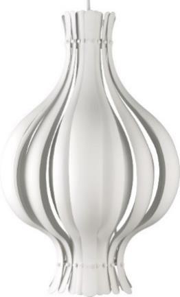 ONION SMALL PENDANTS Design: Verner Panton, 1977 Ø45 cm / H: 69 cm Onion shaped pendant in metal with white surface. Indirect light White ceiling canopy (incl.) Cord: 400 cm white fabric Art. no.