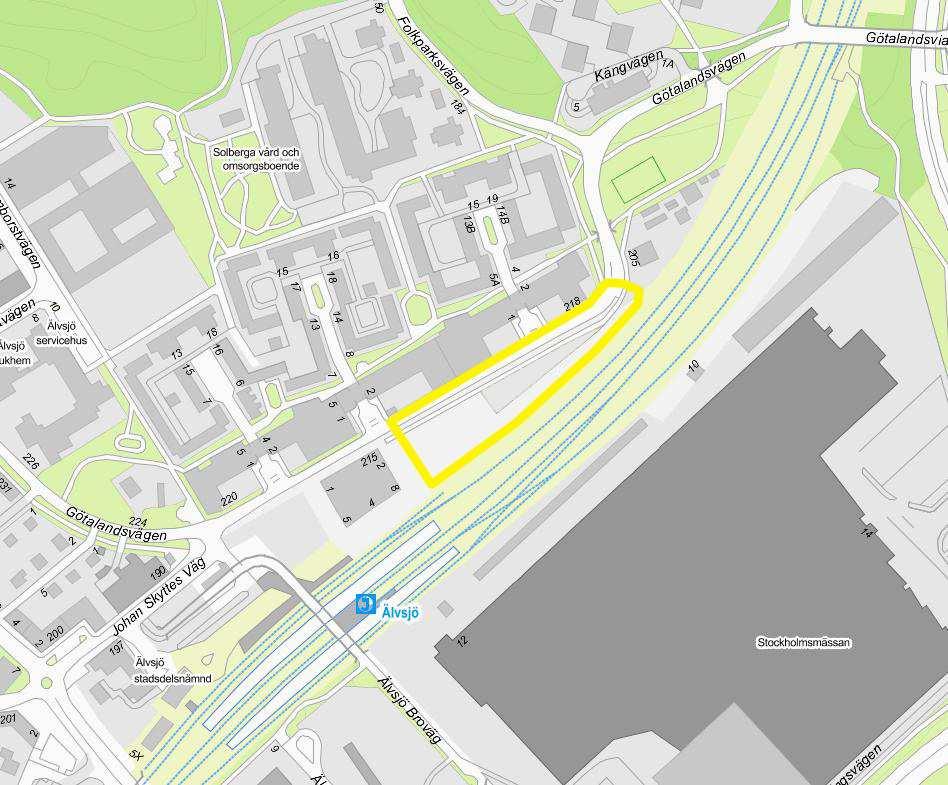SID 2 (11) Utlåtande Planområdet i Älvsjö C mellan Götalandsvägen och järnvägen BAKGRUND Planens syfte och huvuddrag Syftet med förnyelsen i området är att skapa en sammanhängande stadsmiljö och ett