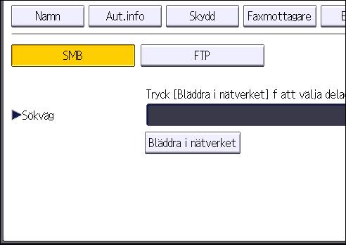 Grundläggande instruktioner för hur du skannar till mapp 17. Kontrollera att [SMB] är valt. 18. Tryck på [Ändra] eller [Bläddra i nätverket] och ange mappen.