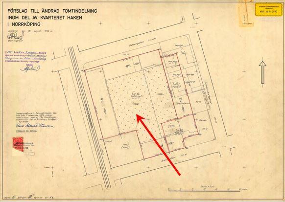 Figur 5:Tomtindelning 22B: 2092, avser den större, mittersta delen av