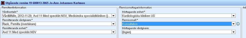 Sida 8 av 85 I journalen visas journalanteckningen registrerad på vårdkontakten för öppenvårdsbesöket samt referens för konsultationsremissen i vy Enhetens anteckningar för den enhet där