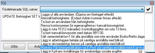 Aveny Hogia PA Nyhetsbrev 6/2013 Sid: 9 Du väljer SQL-satsen Markera Får lönespec under rullgardinen, klickar på bocken och