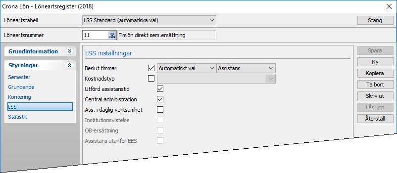 Lönearter Löneprogrammet känner av att du inte tidigare har någon LSS löneartstabell installerad. Programmet markerar därför alternativet Till ny tabell.