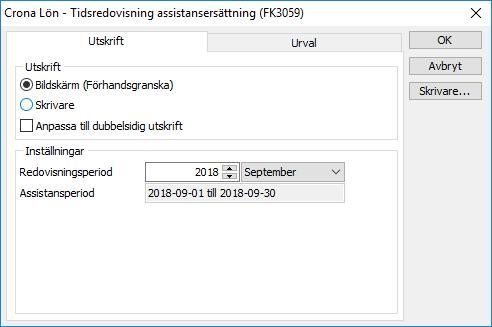 Utskrifter Tidrapport FK3059 Möjlighet finns att skriva ut Försäkringskassans Tidrapport FK3059 direkt här i Crona Lön LSS.