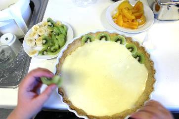 Bred på fyllningen Garnera med frukt