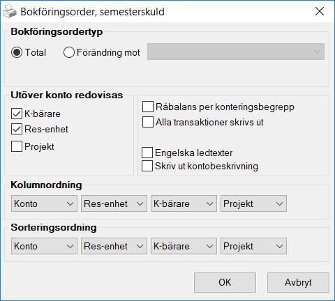 Aveny Hogia PA Nyhetsbrev 1/2018 Sid: 15 Innan bokföringsordern skapas väljer du först bokföringsordertyp, kodbegrepp och sorteringsordning.