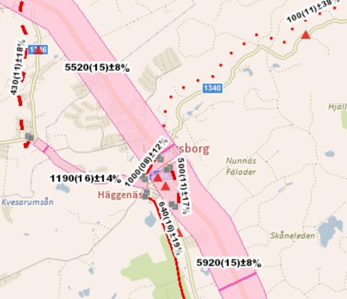 3 Utöver buller vid den nya planerade bebyggelsen har också buller studerats vid befintlig närliggande bebyggelse mellan Fulltoftavägen och den nya planerade bebyggelsen.