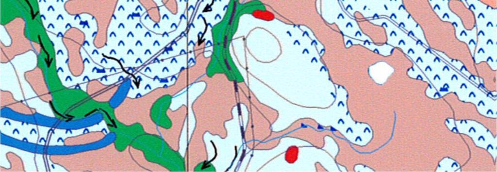 morän, klarblå moränrygg samt blå ^ moränbacklandskap (Utdrag ur SGU